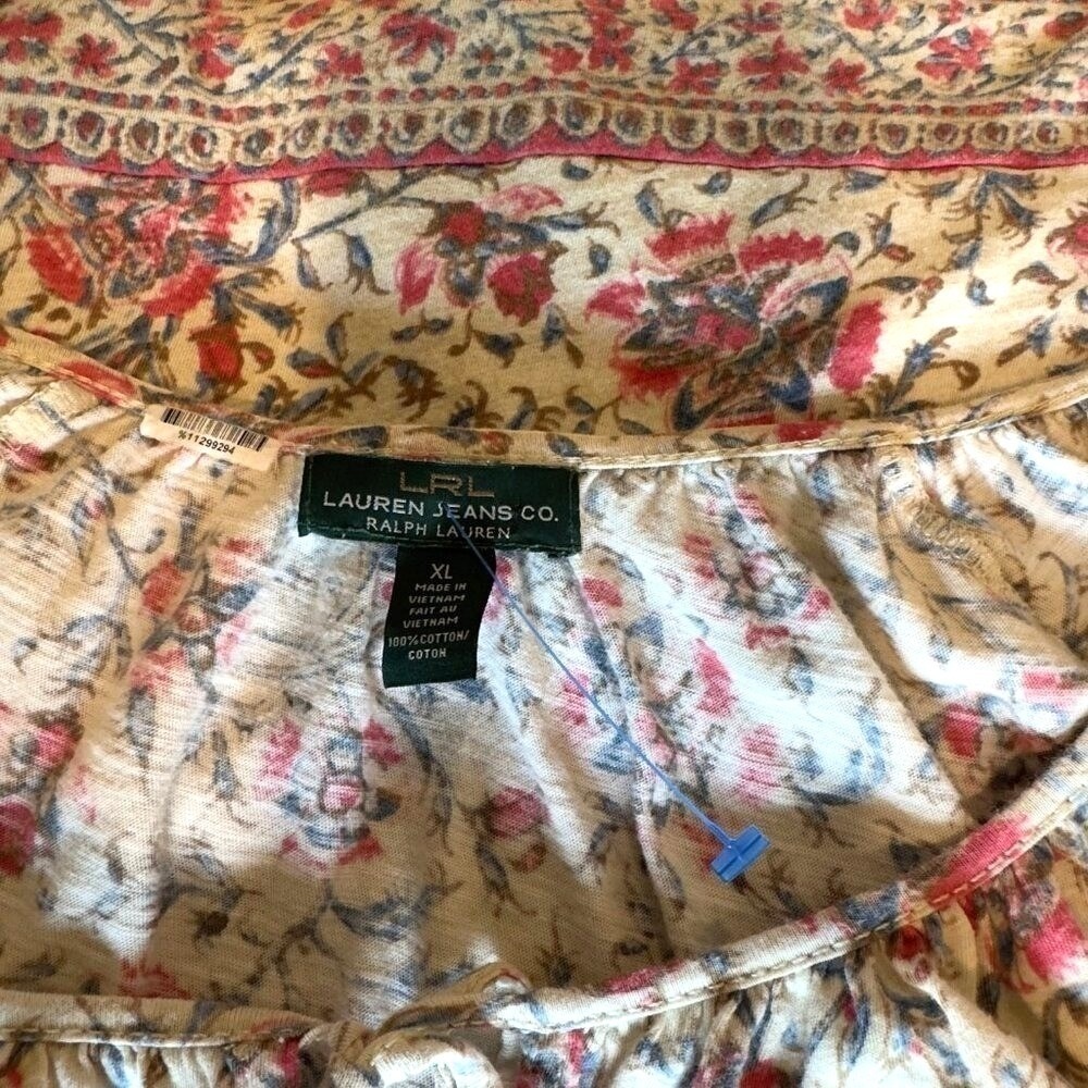Lauren Ralph Lauren Embroidered Peasant Blouse Women's XL Boho Romantic Top - Picture 7 of 8